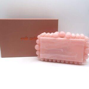 Cult Gaia Eos Box Clutch Pearlescent Pink Acrylic NEW